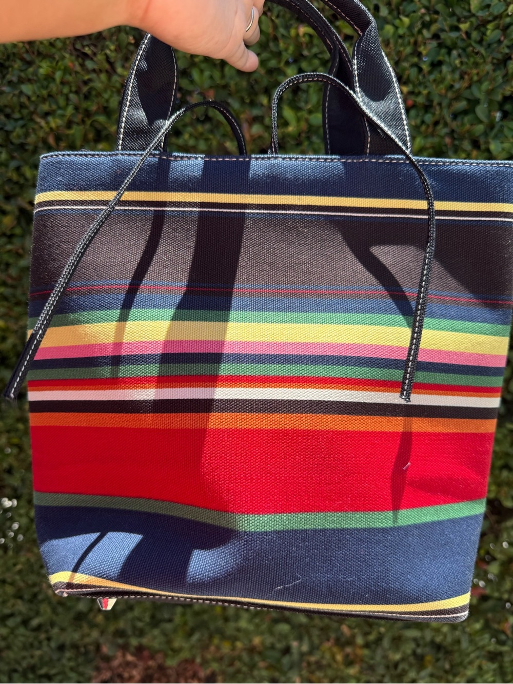 kate spade Navy Multicolor Striped Canvas Tote - Picture 2 of 4